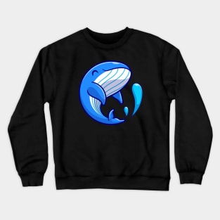 Cute Whale Swimming Cartoon Crewneck Sweatshirt